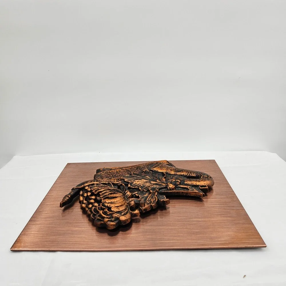 Vintage Coppercraft Guild 3D Relief Sax Sheet Music Floral Accent Wall Plaque